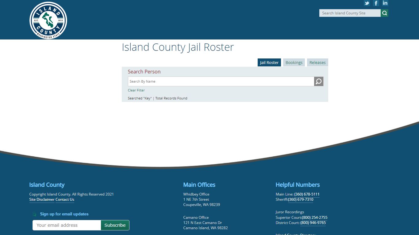 Corrections JailRoster - Island County, Washington
