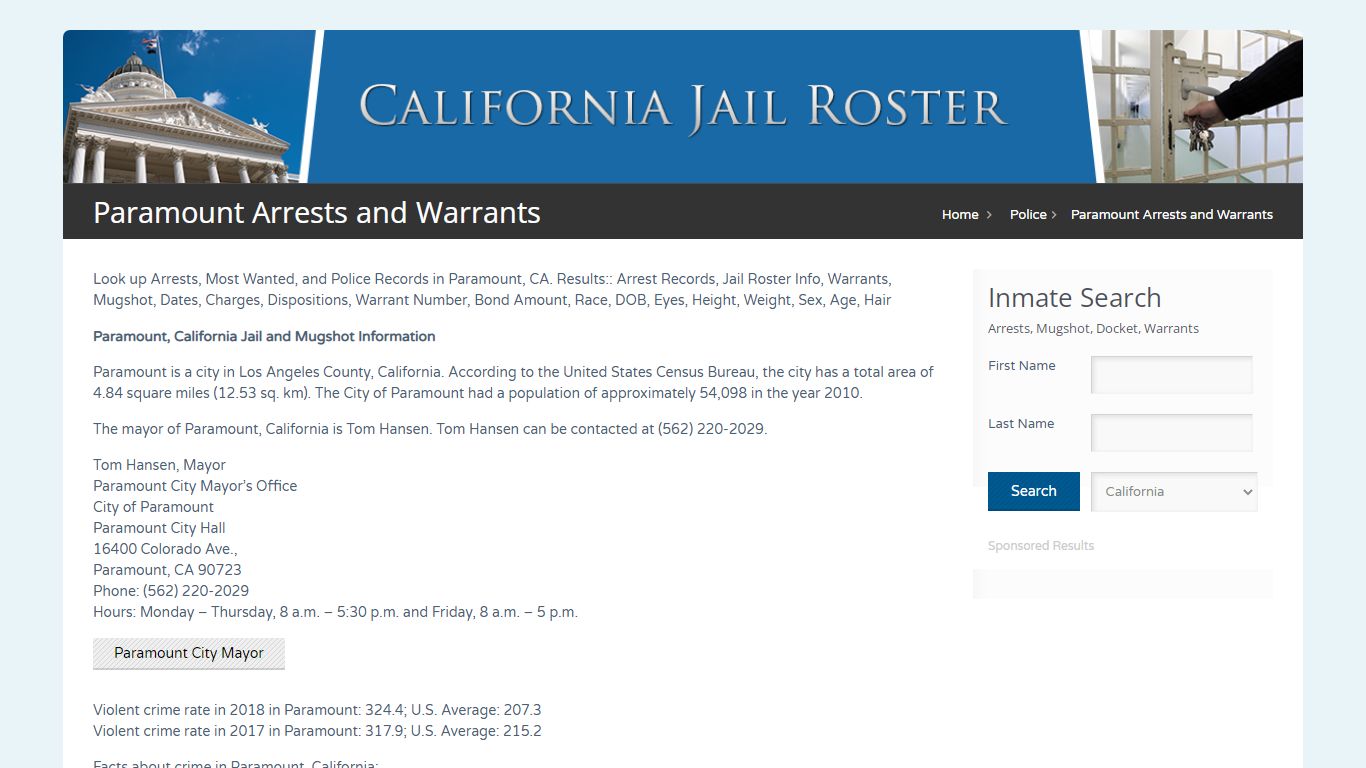 Paramount Arrests and Warrants | Jail Roster Search