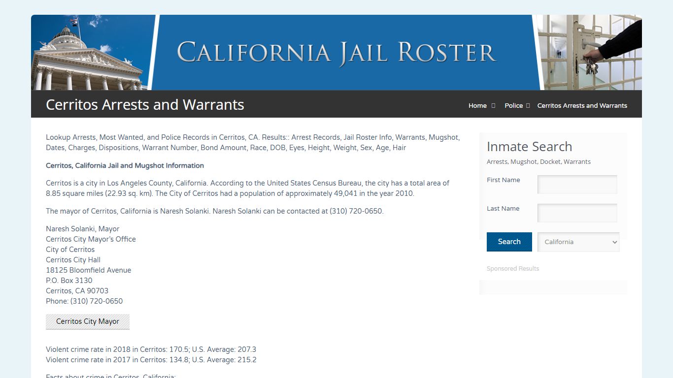 Cerritos Arrests and Warrants | Jail Roster Search